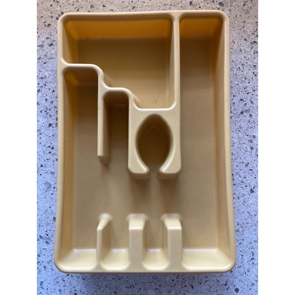 Vintage Rubbermaid 2921 2 Silverware Drawer Organizer Tray Harvest Gold Beige